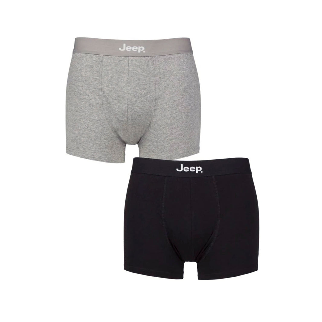 Men's 2 Pack Jeep Cotton Plain Fitted Trunks