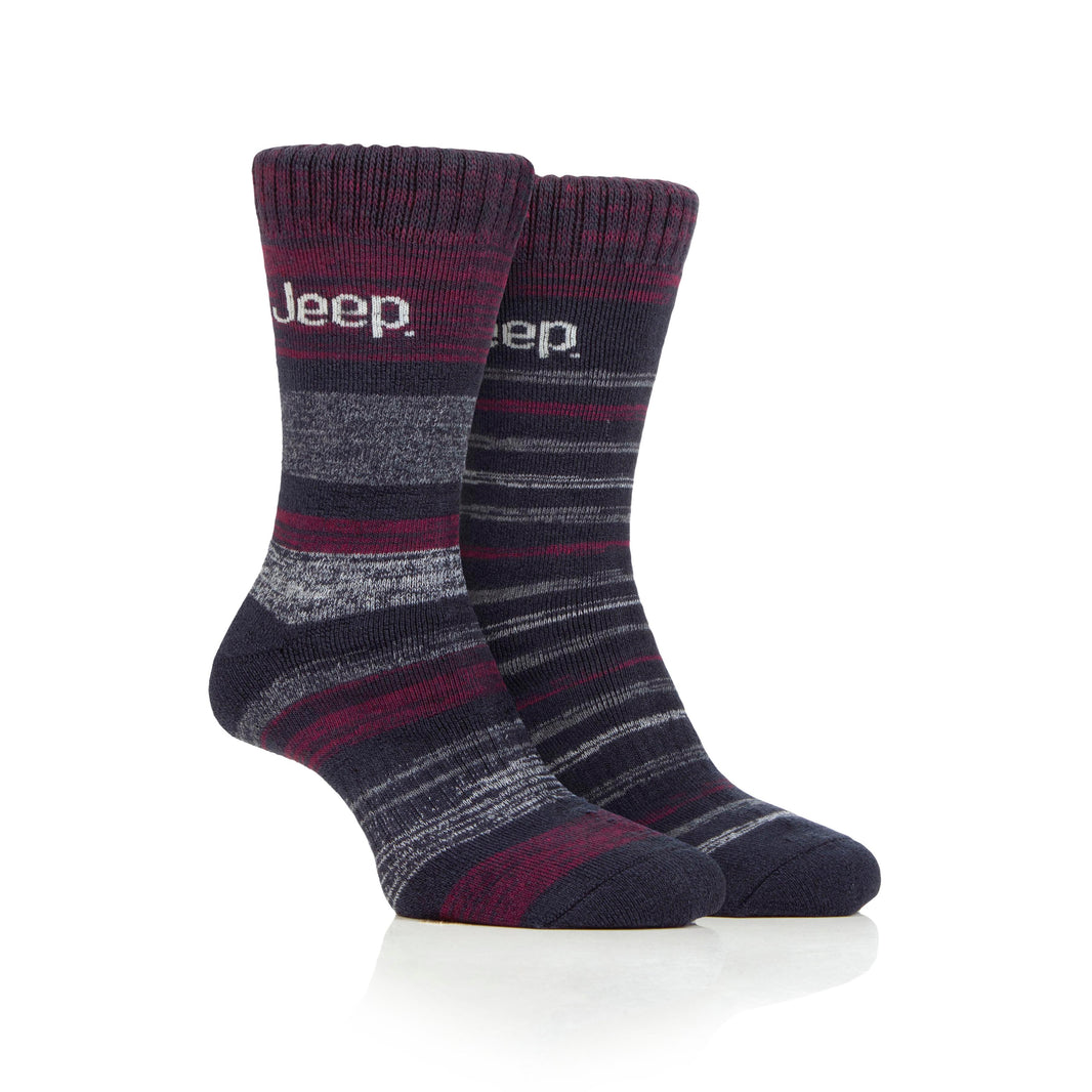 Men's 2 Pair Jeep Striped Thermal Boot Socks