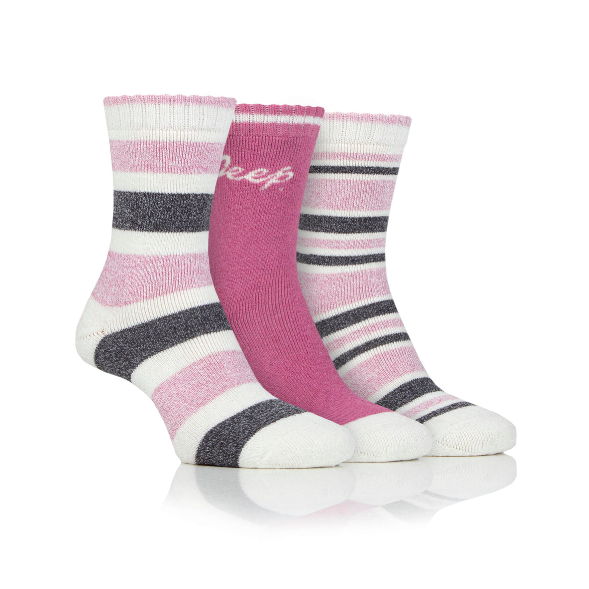 Women's 3 Pair Jeep Performance Striped Boot Socks