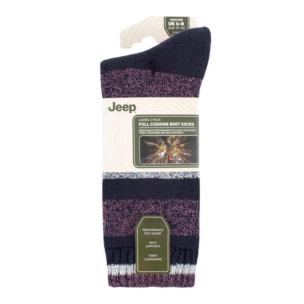 Women's 3 Pair Jeep Performance Striped Boot Socks