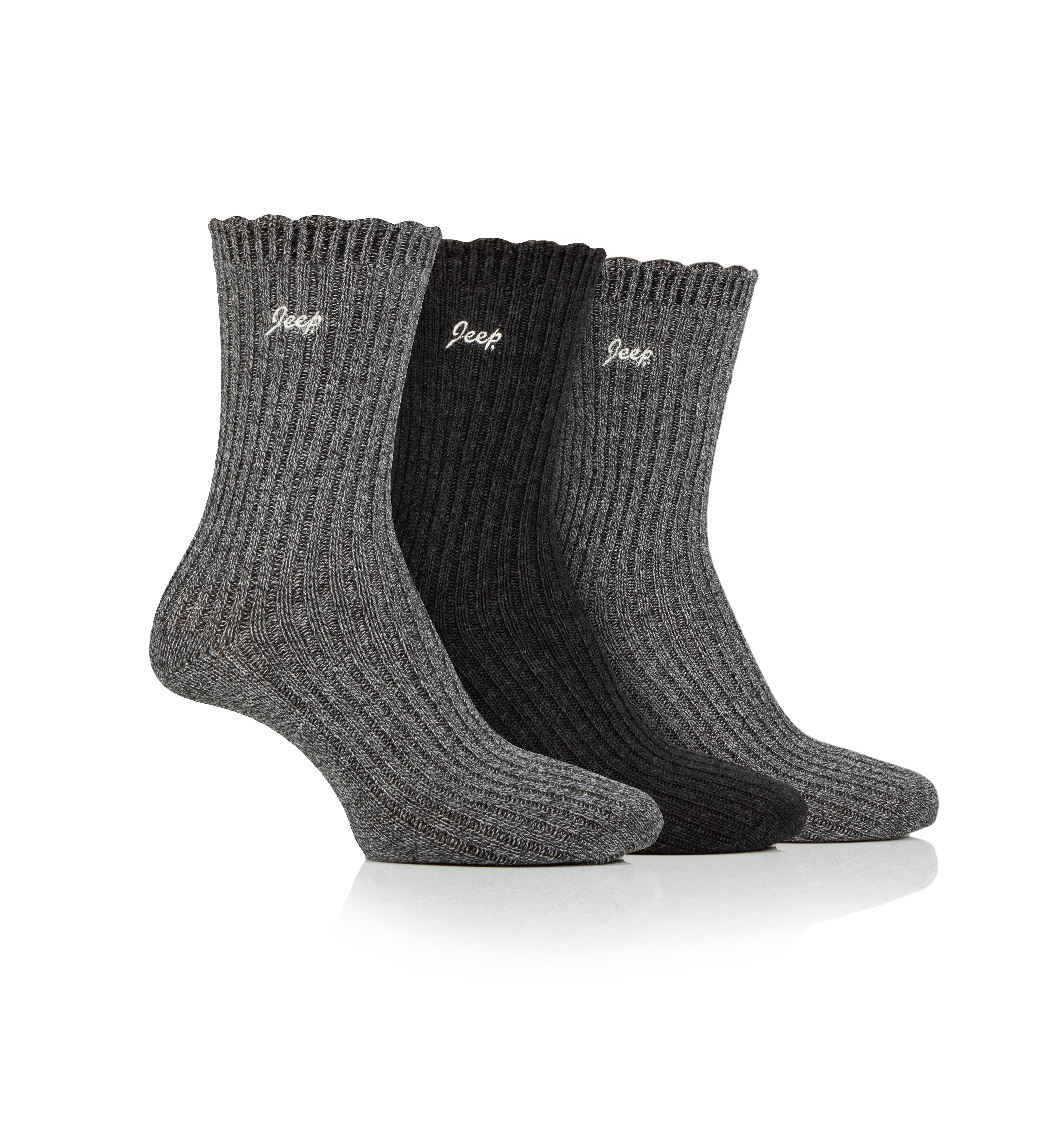 Women's 3 Pair Jeep Bamboo Scalloped Top Socks