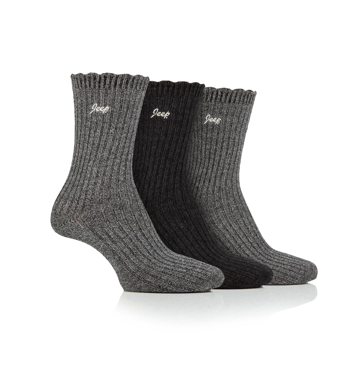 Women's 3 Pair Jeep Bamboo Scalloped Top Socks