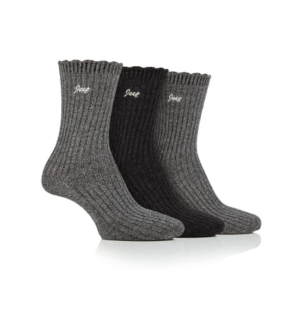 Women's 3 Pair Jeep Bamboo Scalloped Top Socks