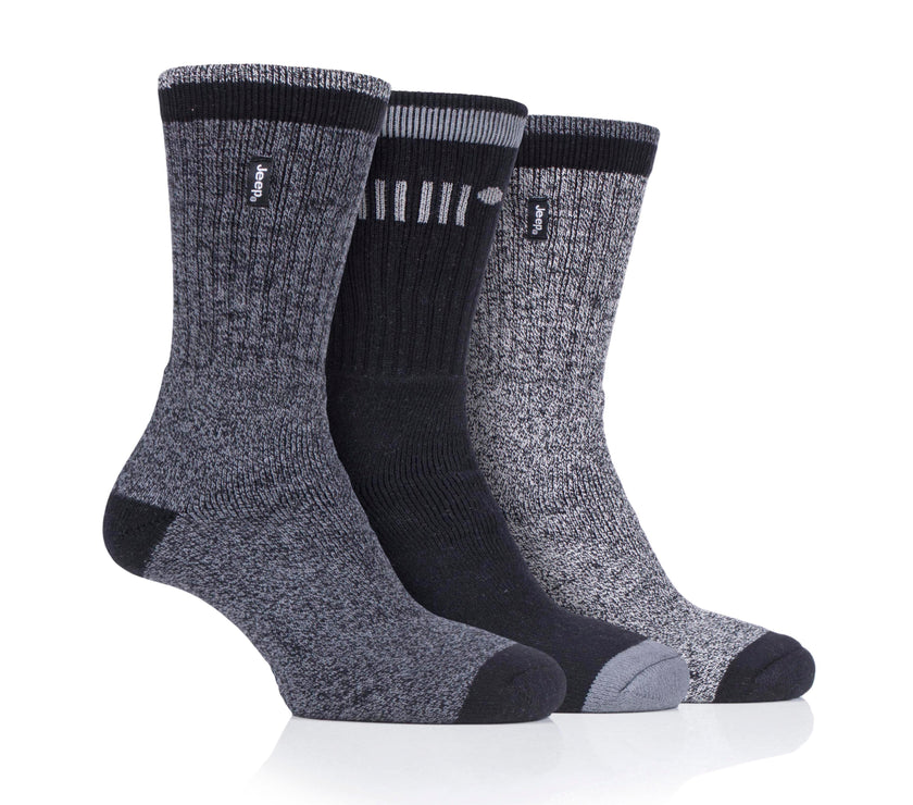 Mens 3 Pair Jeep Cotton Trail Boot Socks