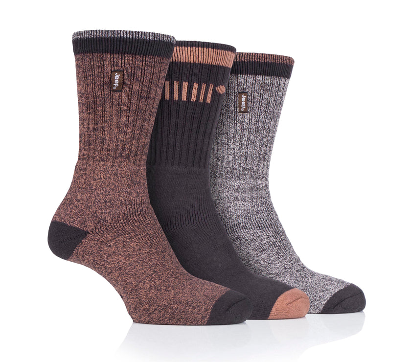 Mens 3 Pair Jeep Cotton Trail Boot Socks