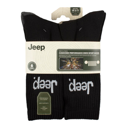 Men's 6 Pair Jeep Performance Crew Sports Socks