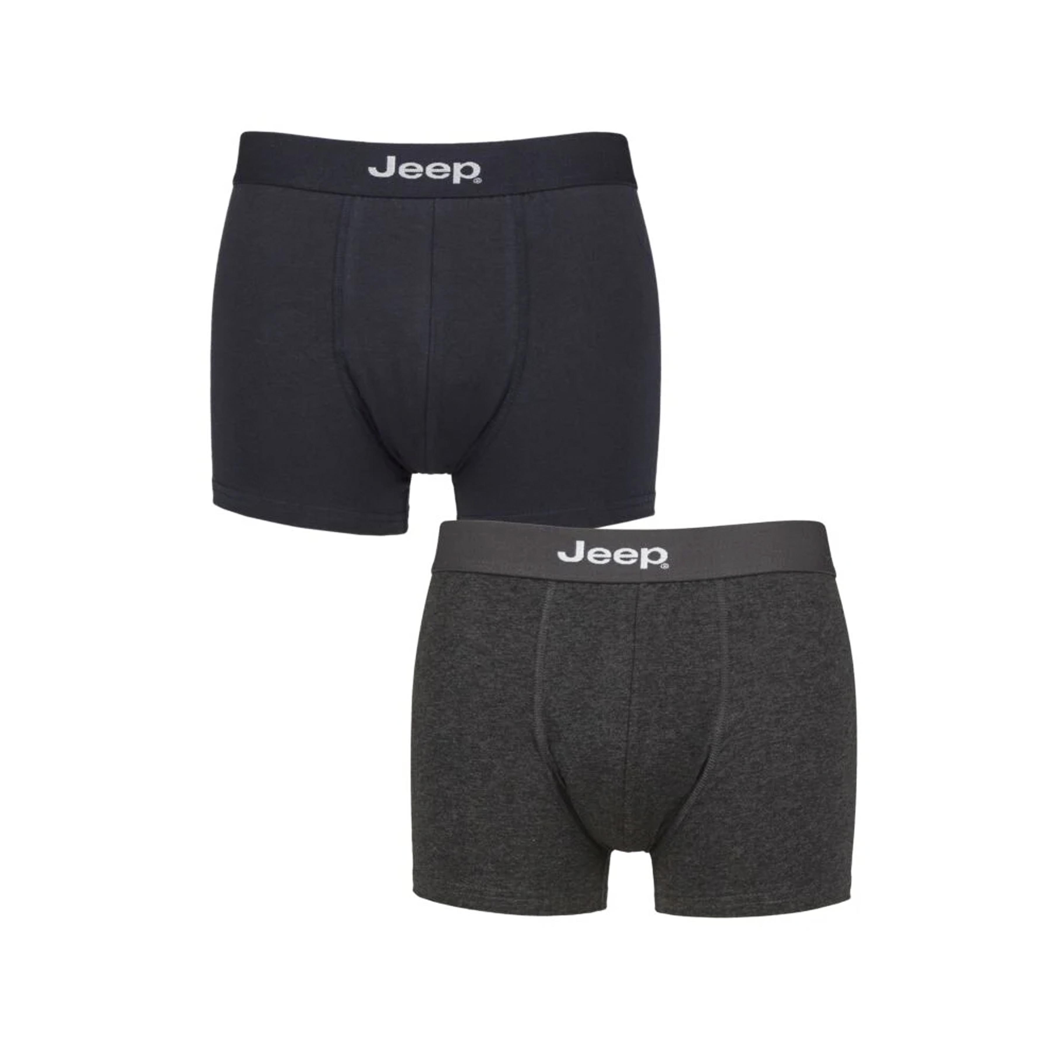 Men's 2 Pack Jeep Cotton Plain Fitted Trunks