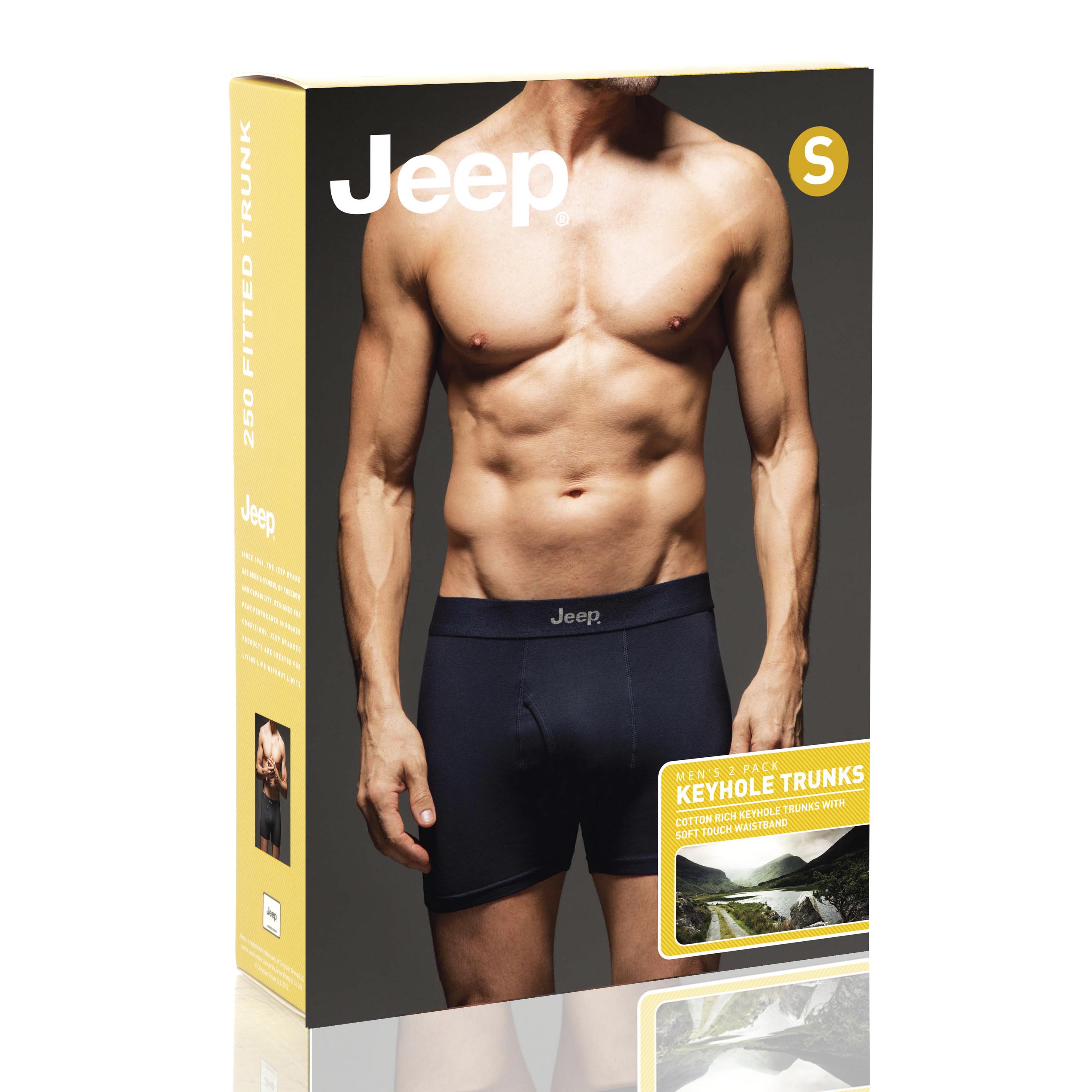 Men's 2 Pack Jeep Cotton Plain Fitted Keyhole Trunk