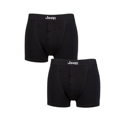Men's 2 Pack Jeep Cotton Plain Button Front Boxer Shorts