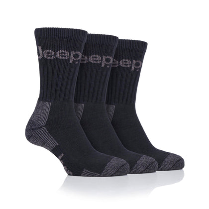 Mens 3 Pair Jeep Luxury Heavyweight Cotton Boot Socks