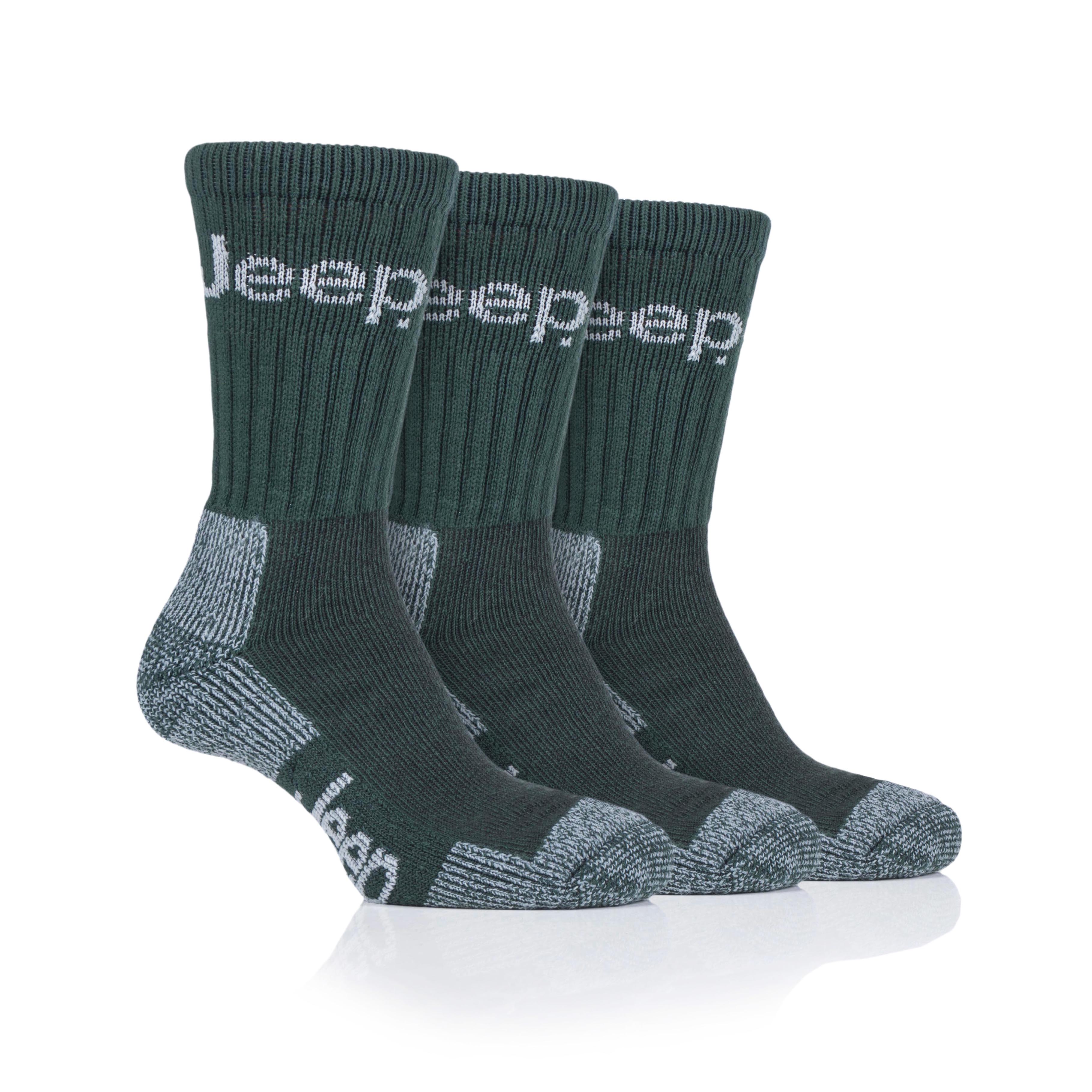Mens 3 Pair Jeep Luxury Heavyweight Cotton Boot Socks
