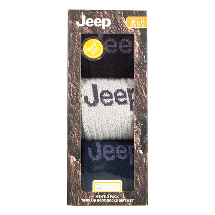 Men's 3 Pair Jeep Luxury Heavyweight Cotton Boot Socks Gift Box