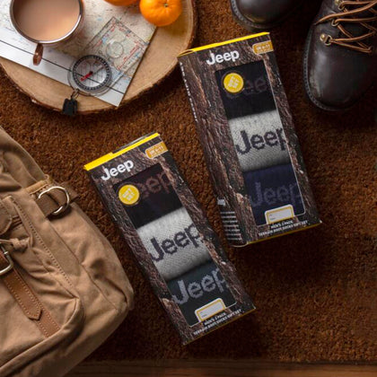 Men's 3 Pair Jeep Luxury Heavyweight Cotton Boot Socks Gift Box
