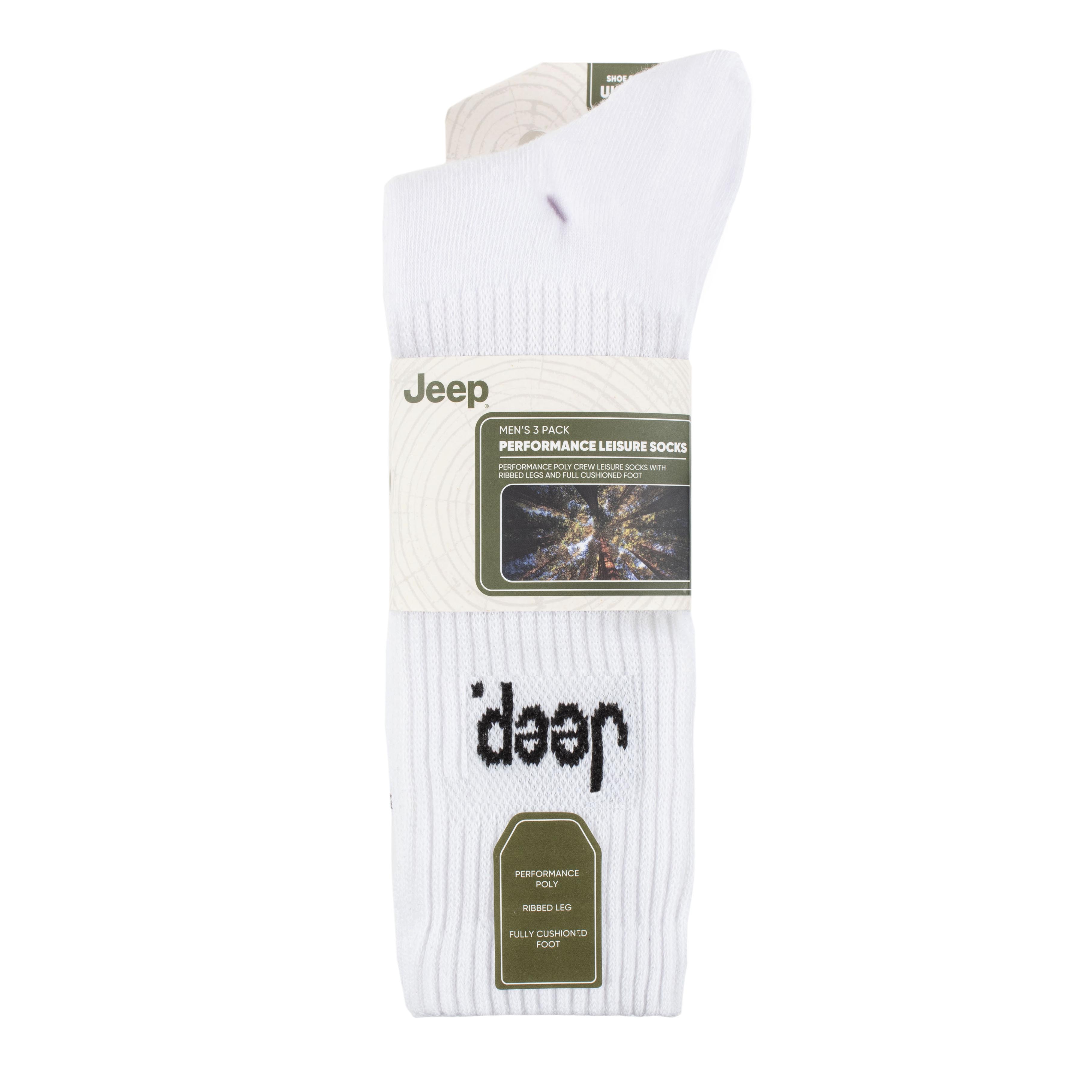 Men's 3 Pair Jeep Performance Leisure Crew Socks
