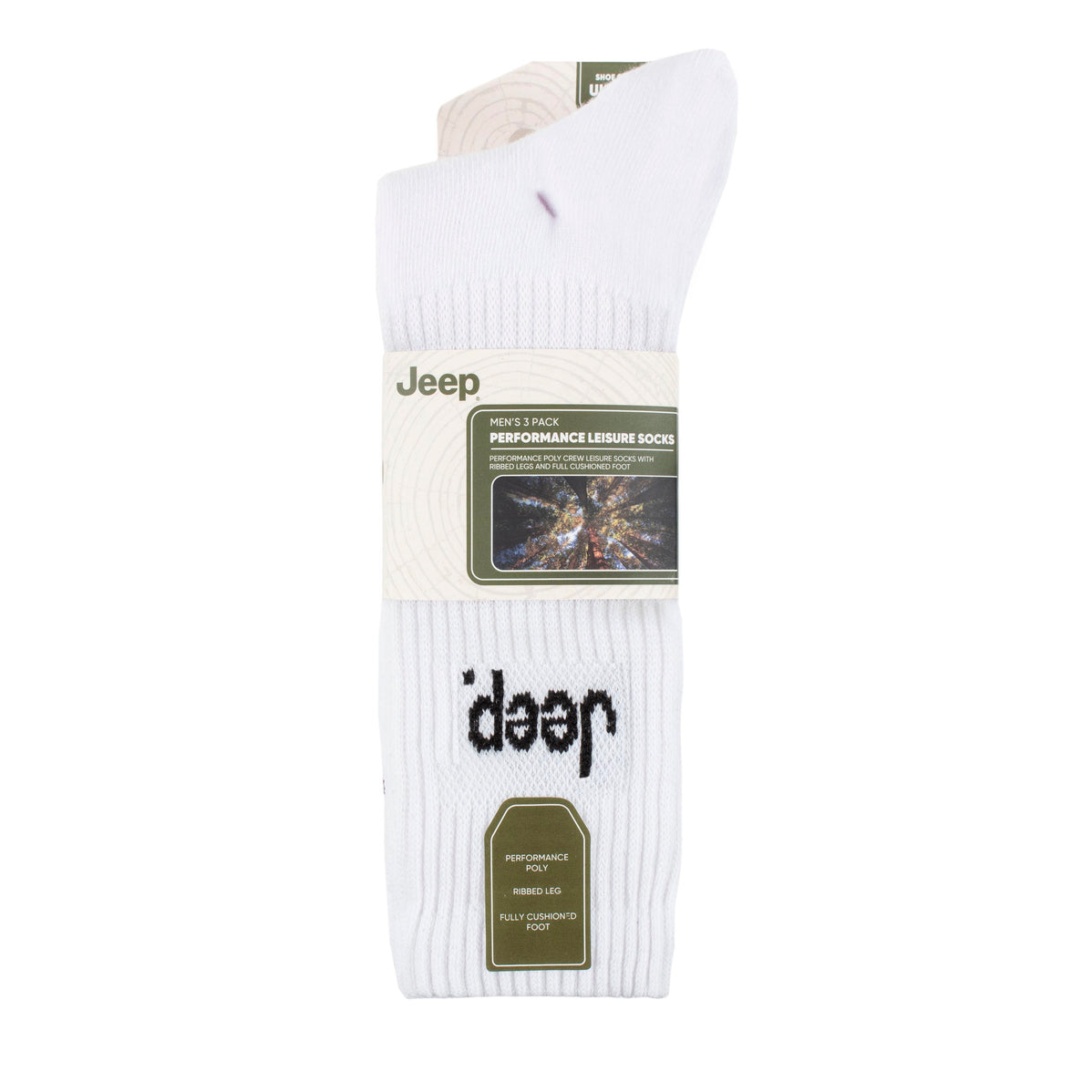 Men's 3 Pair Jeep Performance Leisure Crew Socks
