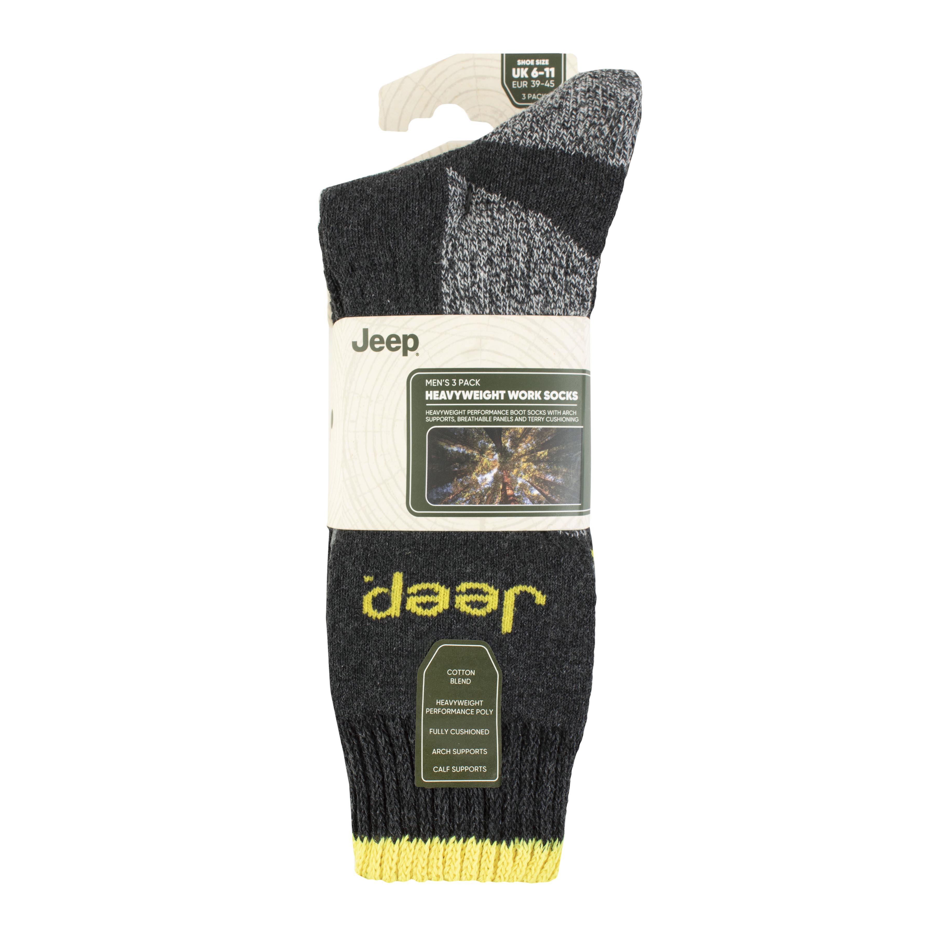 Men's 3 Pair Jeep Performance Work Boot Socks