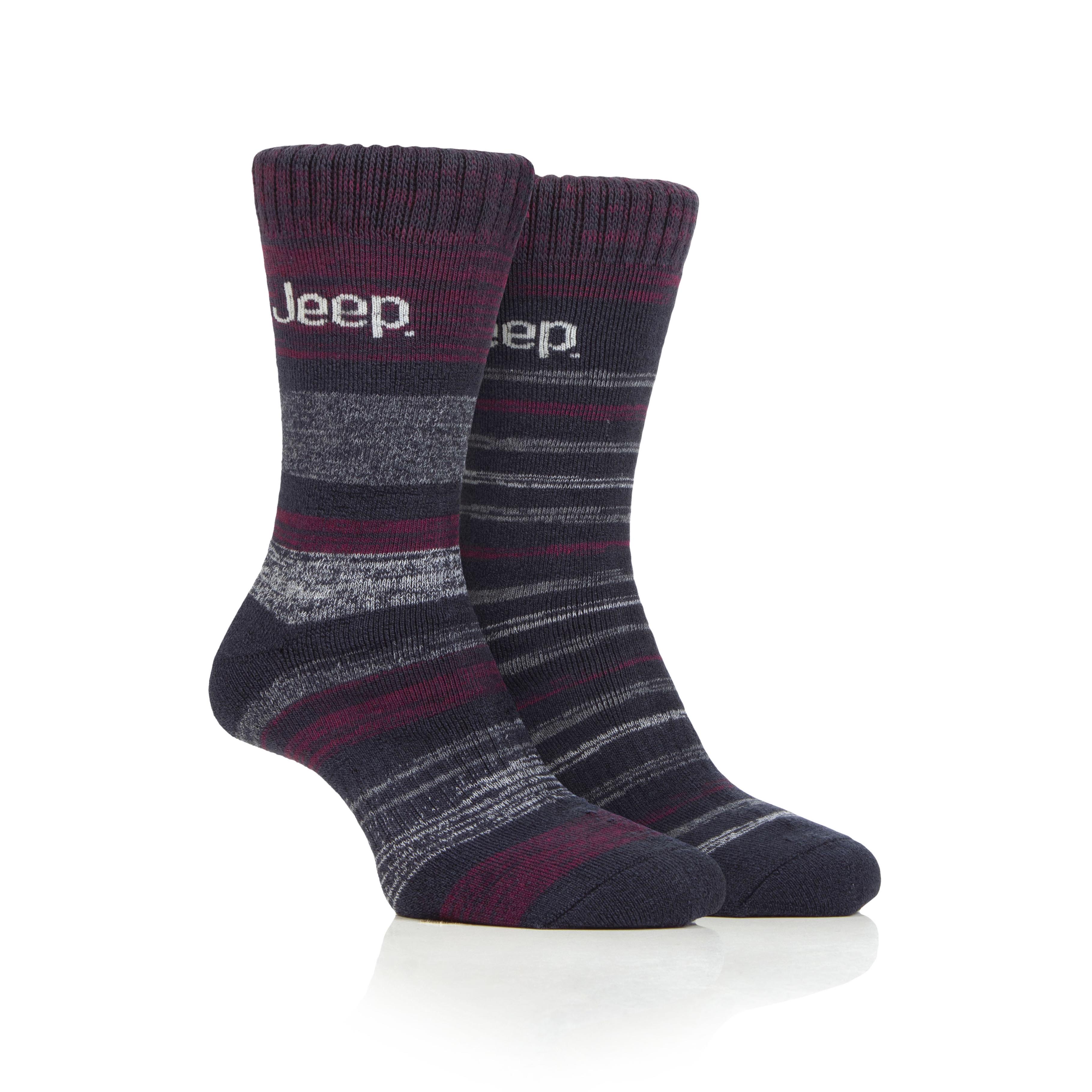Men's 2 Pair Jeep Striped Thermal Boot Socks