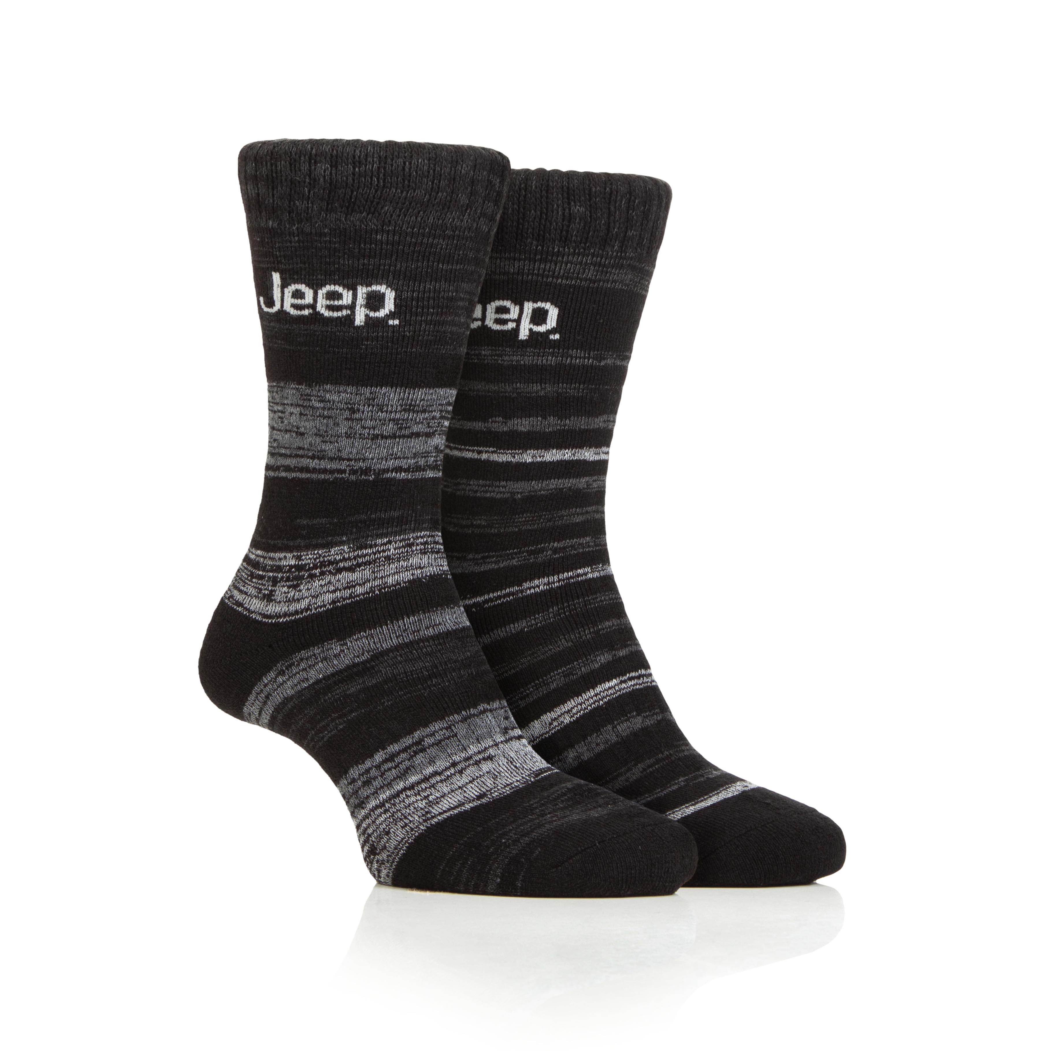 Men's 2 Pair Jeep Striped Thermal Boot Socks