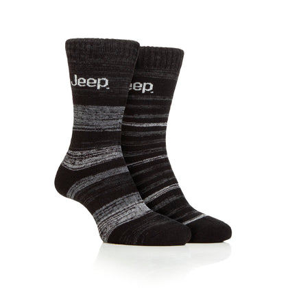 Men's 2 Pair Jeep Striped Thermal Boot Socks