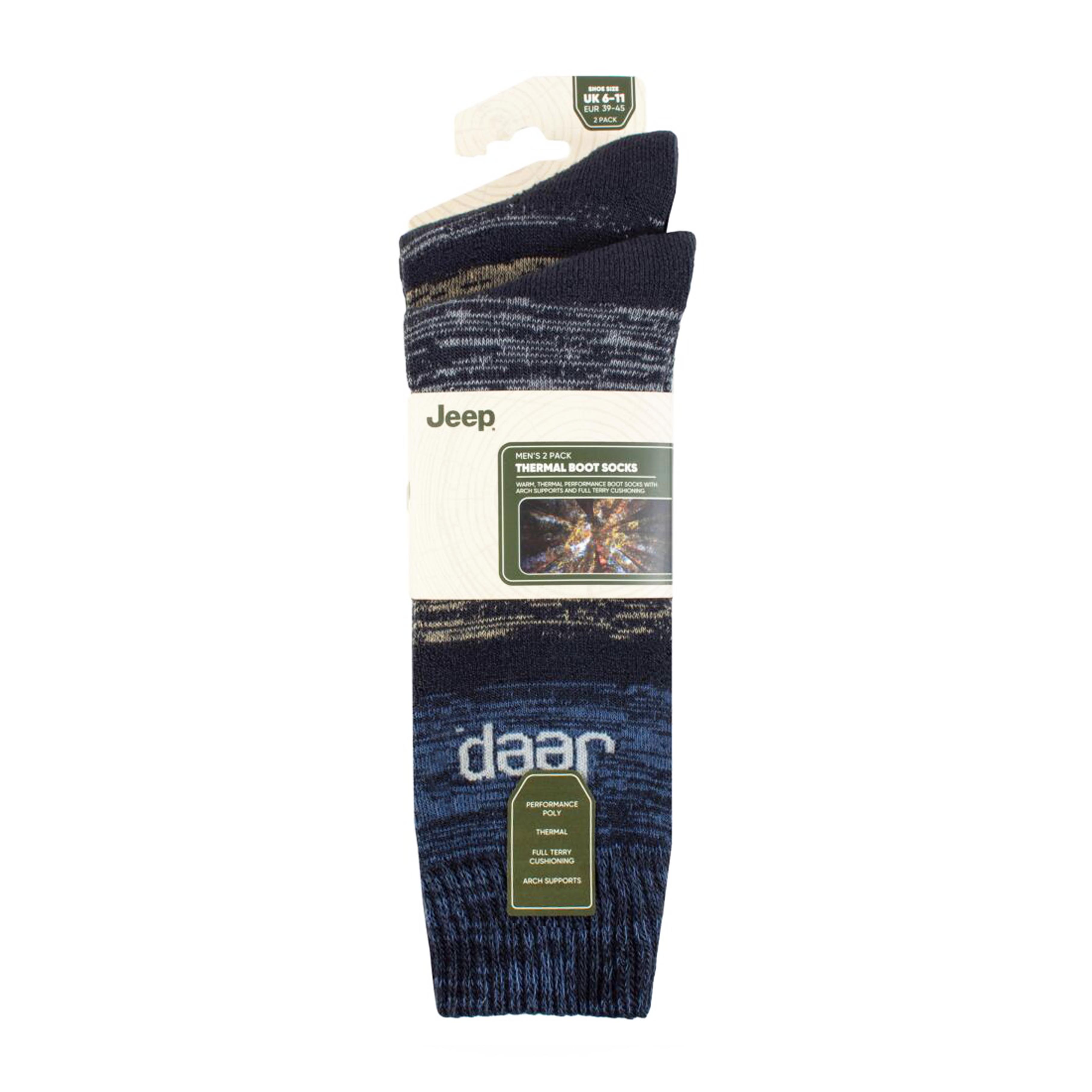 Men's 2 Pair Jeep Striped Thermal Boot Socks
