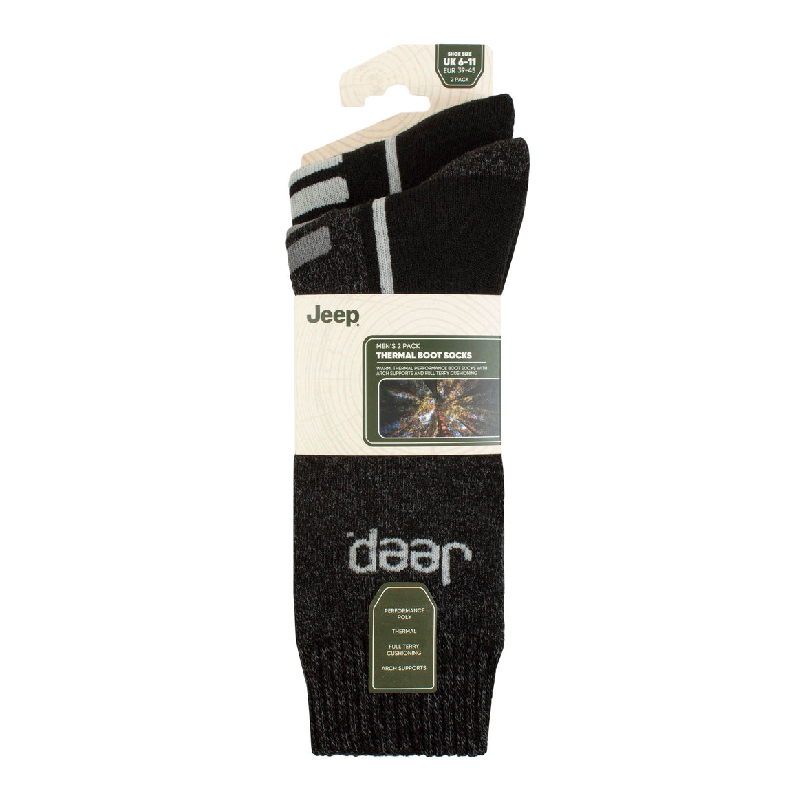 Men's 2 Pair Jeep Technical Thermal Boot Socks