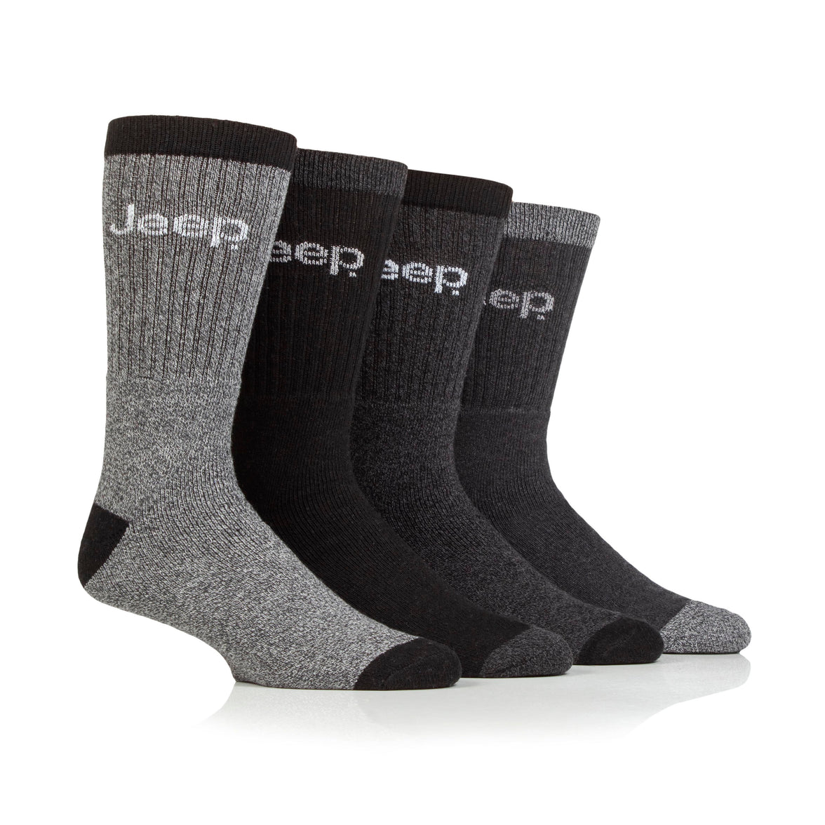 Men's 4 Pair Jeep Marl Regenerated Cotton Boot Socks