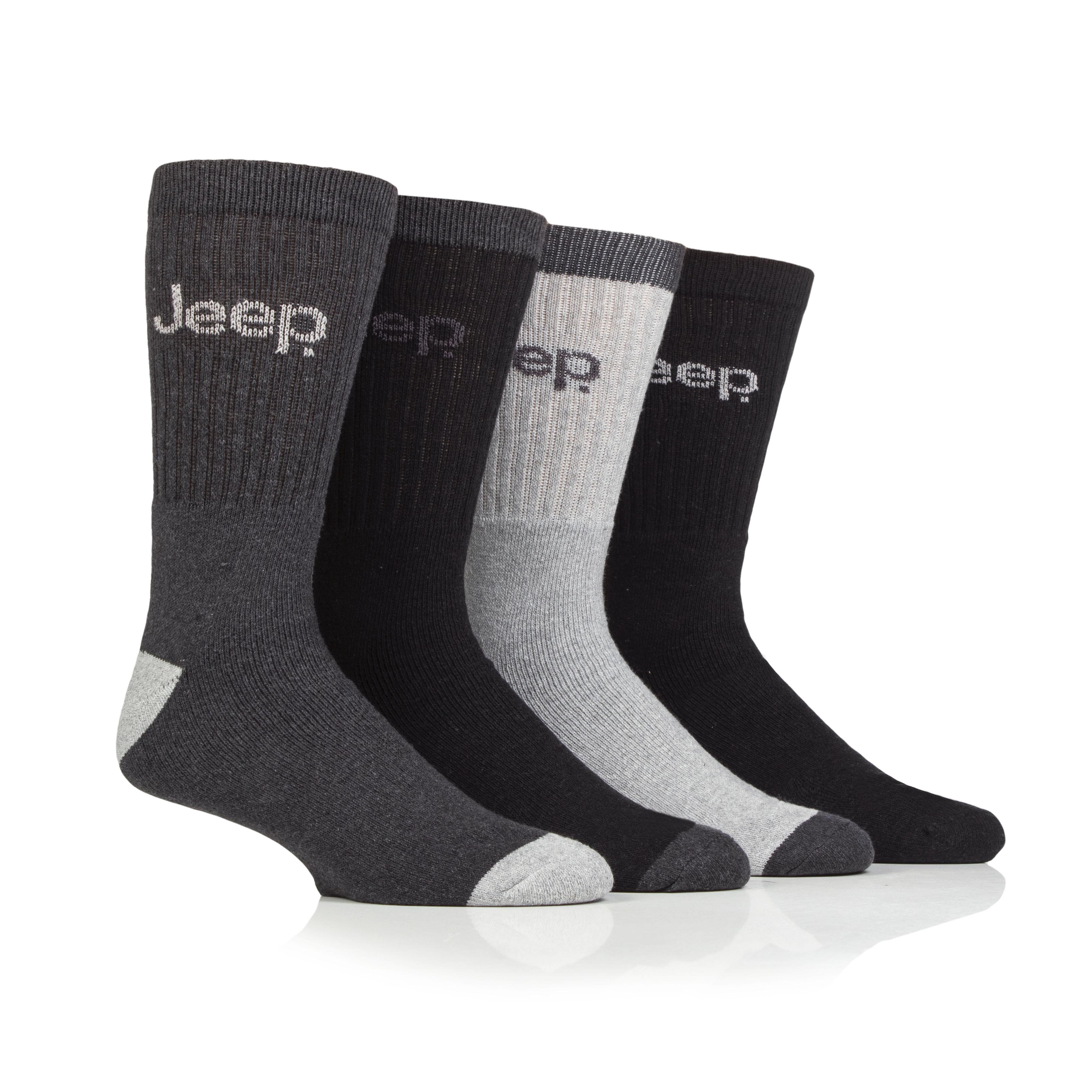 Men's 4 Pair Jeep Plain Regenerated Cotton Boot Socks