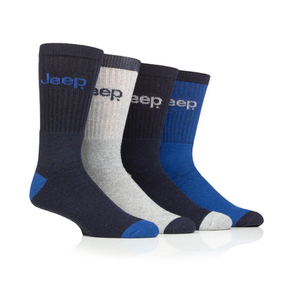 Men's 4 Pair Jeep Plain Regenerated Cotton Boot Socks