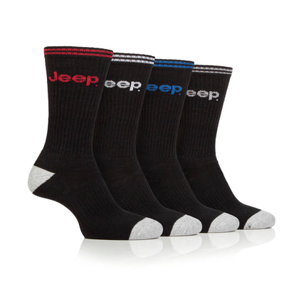 Men's 4 Pair Jeep Regenerated Cotton Crew Sports Socks