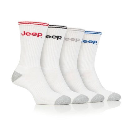 Men's 4 Pair Jeep Regenerated Cotton Crew Sports Socks