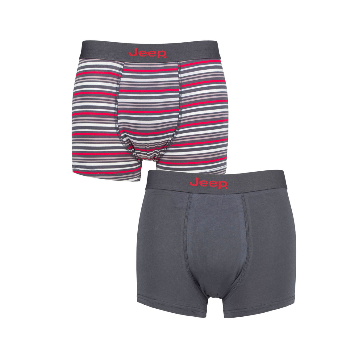 Men's 2 Pack Jeep Bamboo Stripe And Plain Fitted Trunks