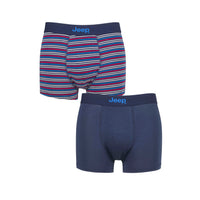 Men's 2 Pack Jeep Bamboo Stripe And Plain Fitted Trunks