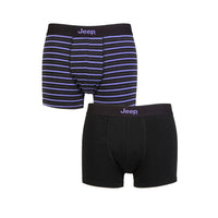 Men's 2 Pack Jeep Cotton Stripe And Plain Fitted Trunks