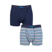 Men's 2 Pack Jeep Cotton Stripe And Plain Keyhole Trunks