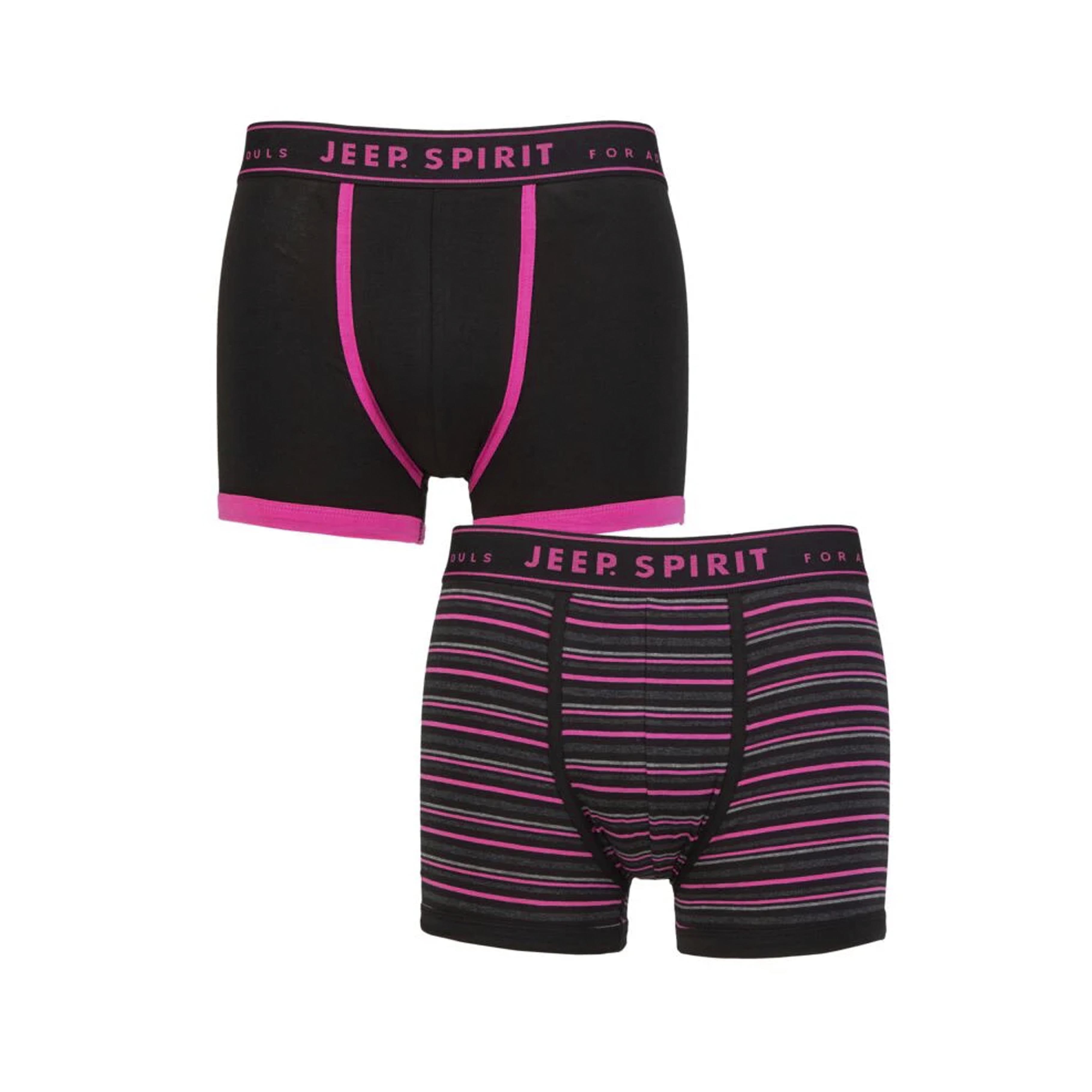 Men's 2 Pack Jeep Spirit Cotton Stripe And Plain Fitted Trunks