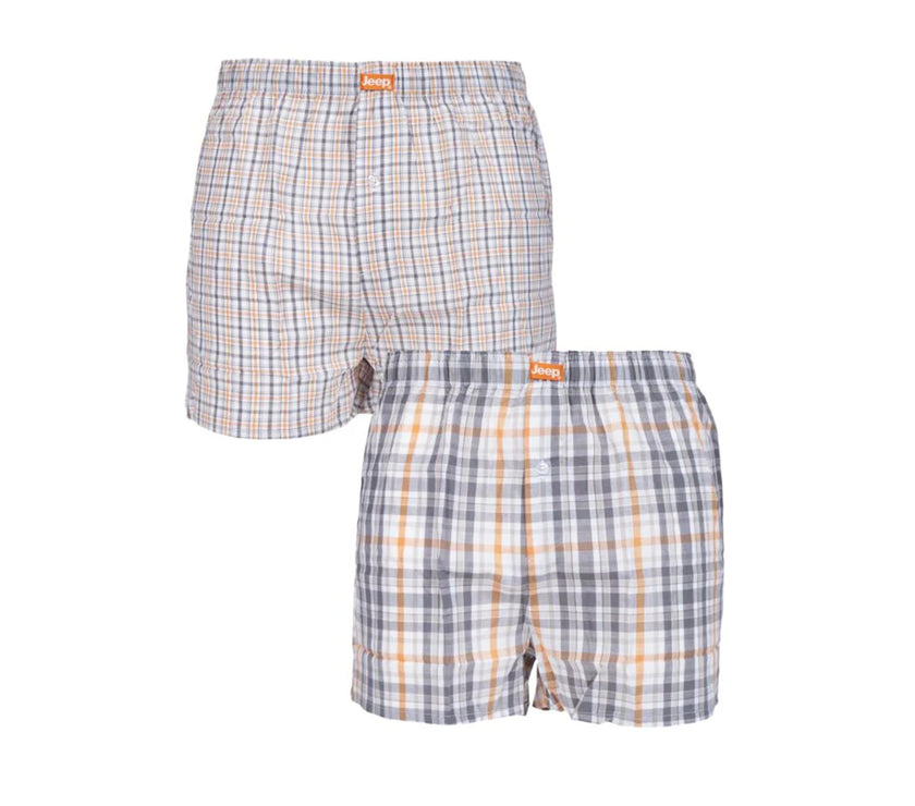 Mens 2 Pair Jeep 100% Cotton Woven Boxers