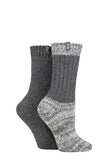 Ladies 2 Pair Jeep Wool Blend Cable Knit Boot Socks