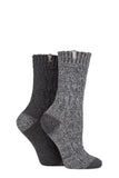 Ladies 2 Pair Jeep Wool Rope Knit Boot Socks