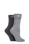 Ladies 2 Pair Jeep Super Soft Turn Over Top Polyester Boot Socks