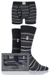 Mens 3 Pack Jeep Spirit Gift Boxed Mixed Striped Boxer Shorts and Socks