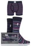 Mens 3 Pack Jeep Spirit Gift Boxed Mixed Striped Boxer Shorts and Socks