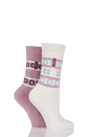 Ladies 2 Pair Jeep Fair Isle Jacquard Socks