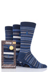 Mens 3 Pair Jeep Cotton Thick Stripe Gift Set Socks